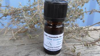Organic thymus ct linalol essential oil cultivated and distilled on the farm